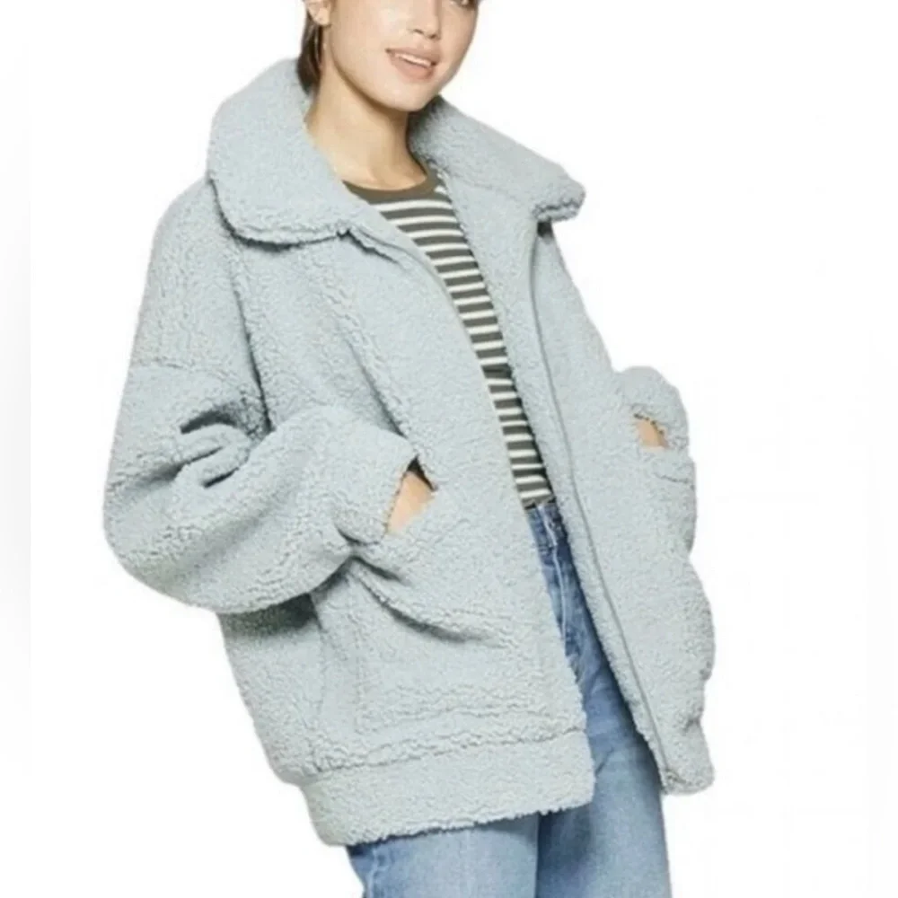 Wild Fable Oversized pocket front sherpa bomber jacket size‎ large cozy winter